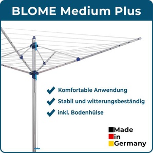 Wäschespinne Idea 60m inkl. Bodenhülse und Schutzhülle, Wäsche Spinne draußen, Made in Germany