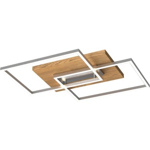 Waldwelt Led-Deckenleuchte Panama, Beige, Holz, Metall, Eiche, massiv, 42x7x50 cm, Made in Germany, Farbtemperaturwechsler, Lampen & Leuchten, Innenbeleuchtung, Deckenleuchten