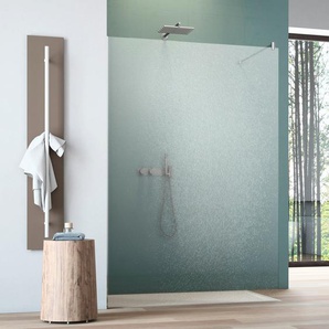 Walk-in-Dusche MAW BY GEO flex A-W001C Duschwände Gr. B/H: 116 cm x 200 cm, beidseitig montierbar, mit Antikalk-Versiegelung, farblos (silberfarben) Duschen Crash-Glas klar