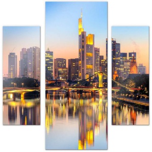 Wall-Art Mehrteilige Bilder Frankfurter Lichter (3 teilig), (Set, 3 St), Glasposter modern