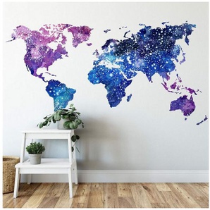 Wall-Art Wandtattoo Universum Weltkarte Galaxie (1 St), selbstklebend, entfernbar