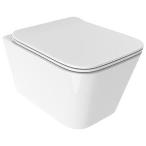 Wand-WC in glänzendem Weiß mit SoftClose-WC-Sitz Ercos Wave KITBCWAVLVASO0004