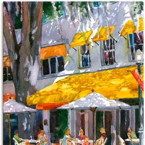 Wandbild ARTLAND Aprilabend Bilder Gr. B/H: 90 cm x 120 cm, Leinwandbild Restaurant & Cafés Hochformat, 1 St., gelb Kunstdrucke als Leinwandbild, Wandaufkleber in verschied. Größen