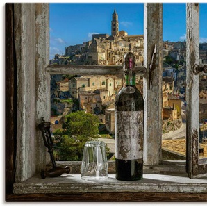 Wandbild ARTLAND Blick aus dem Fenster Matera, Italien Bilder Gr. B/H: 120 cm x 80 cm, Leinwandbild Fenster & Türen Querformat, 1 St., grau Kunstdrucke als Alubild, Outdoorbild, Leinwandbild, Poster, Wandaufkleber