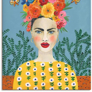 Wandbild ARTLAND Frida-Kopfschmuck I Bilder Gr. B/H: 90 cm x 120 cm, Leinwandbild Bilder von Frauen Hochformat, 1 St., bunt Kunstdrucke als Leinwandbild, Poster, Wandaufkleber in verschied. Größen