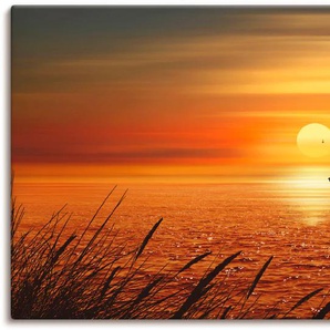Wandbild ARTLAND Sonnenuntergang über dem Meer Bilder Gr. B/H: 150 cm x 75 cm, Leinwandbild Sonnenaufgang & -untergang, 1 St., orange Kunstdrucke als Leinwandbild, Poster, Wandaufkleber in verschied. Größen