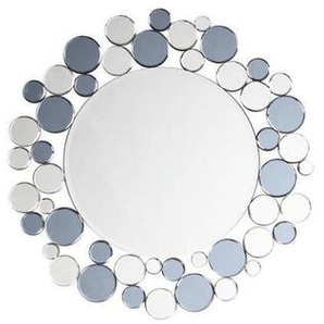 Wandspiegel, Grau, Silber, Metall, Glas, rund, 80x80x5 cm, Spiegel, Wandspiegel