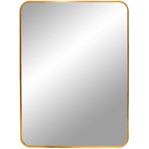 Wandspiegel, Messing, Metall, Glas, rechteckig, 70x50x3 cm, Spiegel, Wandspiegel