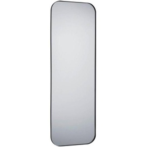 Wandspiegel, Schwarz, Metall, Glas, rechteckig, 50x150x3 cm, senkrecht und waagrecht montierbar, Ganzkörperspiegel, Spiegel, Wandspiegel