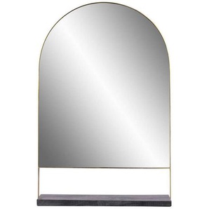 Wandspiegel, Schwarz, Gold, Metall, Glas, Stein, formgebogen, 43.5x69x10 cm, Ablage, Spiegel, Wandspiegel