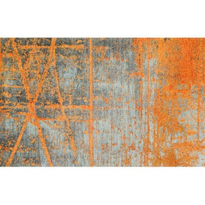 wash+dry Flachwebeteppich Rustic, Grau, Orange, Kunststoff, Graphik, rechteckig, 110x175 cm, Textiles Vertrauen - Oeko-Tex®, Made in EU, Oeko-Tex® Standard 100, Teppiche & Böden, Teppiche, Moderne Teppiche