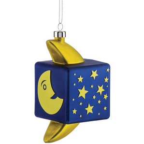 Weihnachtsanhänger Mond Mooncube Alessi goldfarben/blau, Designer Massimo Giacon, Marcello Jori, 9.2x6x5.5 cm