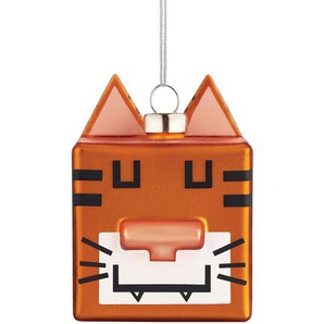 Weihnachtsanhänger Tiger Quadratigra Alessi orange/schwarz, Designer Massimo Giacon, Marcello Jori, 7x5x5 cm