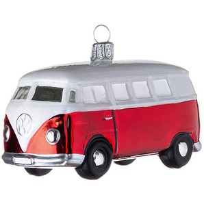 Weihnachtsbaumanhänger VW-Bus Glas rot/weiß, 6.1x4.3 cm