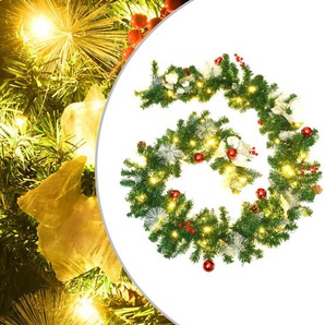 Weihnachtsgirlande mit LED-Lichtern Grün 2,7 m PVC