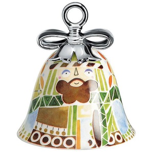 Weihnachtsglocke Holy Family Alessi Porzellan mit Dekor weiß, Designer Marcel Wanders, 8.5 cm