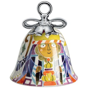 Weihnachtsglocke Holy Family Alessi Porzellan mit Dekor weiß, Designer Marcel Wanders, 8.5 cm