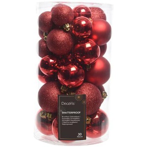 Weihnachtskugel-Set, rot, 6 cm