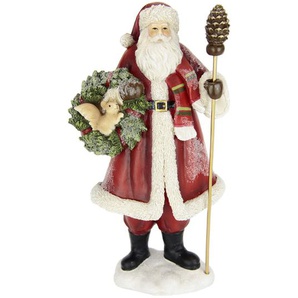 Weihnachtsmann mit Kranz Weihnachtsmannfigur Dekoration Tischdekoration Weihnachtsdekoration Eichhörnchen