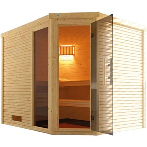 weka Sauna Design-Sauna CUBILIS 3, BxTxH: 248 x 198 x 205 cm, 45 mm, Blockbohlen im wekaLine-Profil