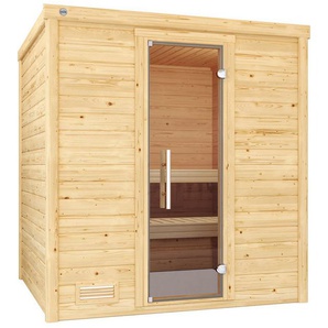 weka Sauna Massivholzsauna BERGEN 1.8, BxTxH: 195,5 x 178 x 205 cm, 45 mm, Blockbohlen, naturbelassenes Fichtenholz