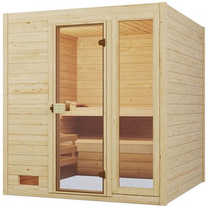 weka Sauna Massivholzsauna VALIDA 3, BxTxH: 189 x 189 x 203,5 cm, 38 mm, Blockbohlen, Fensterelement, moderne Ganzglastür