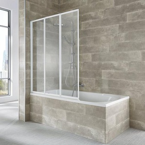 welltime Badewannenaufsatz Nassau, Einscheibensicherheitsglas, (3 tlg), Badewannenfaltwand, Spritzschutzwand für Badewanne, Glaswand