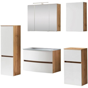 welltime Badezimmer-Set Kaunas, (Set, 5-St), bestehend aus Waschtisch-Set mit Midischrank, Breite 160 cm