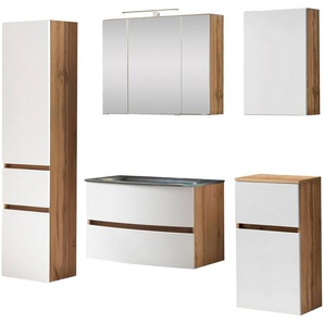 welltime Badezimmer-Set Kaunas, (Set, 5-St), bestehend aus Waschtisch-Set mit Seitenschrank, Breite 160 cm