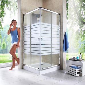 welltime Eckdusche Trento Banda Plus, BxT: 90x90 cm, Sicherheitsglas, Anti-Kalk-Versiegelung, variabler Verstellbereich, mit Schiebetüren