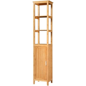 welltime Hochschrank Bambus New Bambus, B: 40cm, Badezimmerschrank mit offenen & geschlossenen Fächern