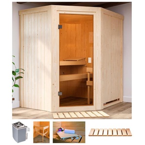 WELLTIME Sauna Fedder Saunen 4,5 kW Ofen mit int. Strg. beige (naturbelassen) Saunen