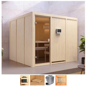 WELLTIME Sauna Ferun Saunen 9-kW-Bio-Ofen mit ext. Steuerung beige (naturbelassen) Saunen