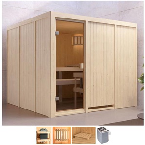 WELLTIME Sauna Ferun Saunen 9-kW-Ofen mit int. Steuerung beige (naturbelassen) Saunen