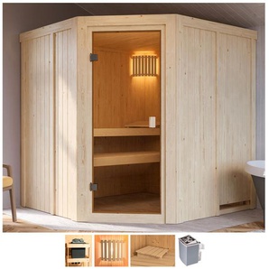 WELLTIME Sauna Hilda Saunen 4,5-kW-Ofen mit int. Steuerung beige (naturbelassen) Saunen