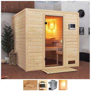 WELLTIME Sauna Jacky Saunen 4,5-kW-Ofen mit ext. Steuerung beige (naturbelassen) Saunen