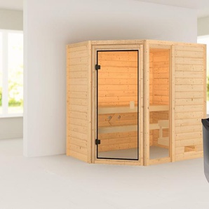 WELLTIME Sauna »Josie« Saunen 9-kW-Ofen mit int. Steuerung beige (naturbelassen) Saunen