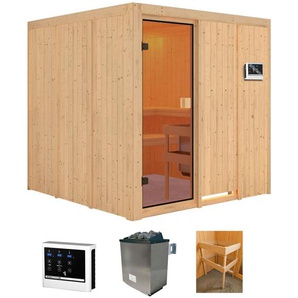 WELLTIME Sauna Mars Saunen 9 kW-Ofen mit ext. Steuerung beige (naturbelassen) Saunen