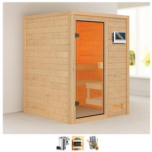 WELLTIME Sauna Sandy Saunen 3,6-kW-Bio-Plug & Play Ofen mit ext. Steuerung beige (naturbelassen) Saunen