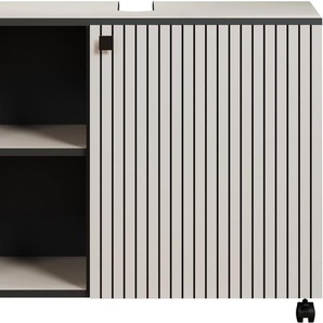 welltime Waschbeckenunterschrank Amrum (1-St) BxHxT 80 x 64 x 42cm Waschbeckenunterschrank Eiche Rillenoptik