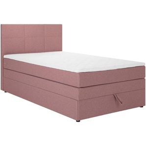 Welnova Boxspringbett, Altrosa, Textil, H3, Höhe ca. 17 cm, 90x200 cm, gepolstertes Kopfteil, Stoffauswahl, in verschiedenen Größen erhältlich, Kinder- & Jugendzimmer, Jugendmöbel, Jugendbetten, Jugend-Boxspringbetten