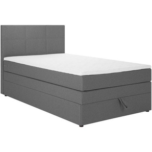 Welnova Boxspringbett, Anthrazit, Textil, H3, Höhe ca. 17 cm, 90x200 cm, gepolstertes Kopfteil, Stoffauswahl, in verschiedenen Größen erhältlich, Kinder- & Jugendzimmer, Jugendmöbel, Jugendbetten, Jugend-Boxspringbetten