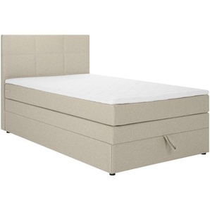 Welnova Boxspringbett, Beige, Textil, H3, Höhe ca. 17 cm, 90x200 cm, gepolstertes Kopfteil, Stoffauswahl, in verschiedenen Größen erhältlich, Kinder- & Jugendzimmer, Jugendmöbel, Jugendbetten, Jugend-Boxspringbetten