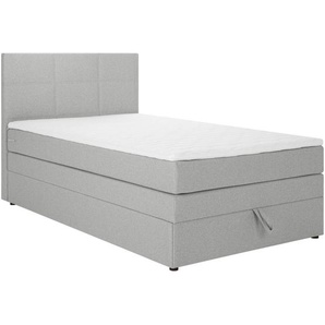 Welnova Boxspringbett, Hellgrau, Textil, H3, Höhe ca. 17 cm, 120x200 cm, gepolstertes Kopfteil, Kinder- & Jugendzimmer, Jugendmöbel, Jugendbetten, Jugend-Boxspringbetten