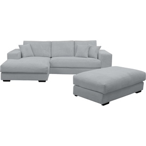 WERK2 Polstergarnitur Eden L-Form + Hocker, (Set), Design Ecksofa + Hocker in Cord mit besonders weichem Sitzkomfort