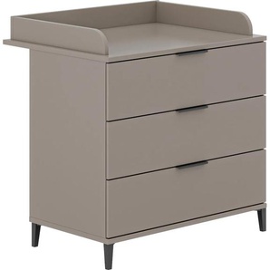 Wickelkommode PAIDI NEA, by PAIDI, 3 Schubladen Wickelkommoden Gr. B/H/T: 88cm x 95cm x 52cm, grau (taupe) Baby inklusive Wickelaufsatz, Schubladen mit Soft-Close-Funktion