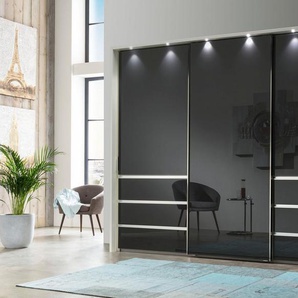 WIEMANN Schwebetürenschrank Malibu, stilvolles Design, Made in Germany mit Glasfront, in verschiedenen Breiten, Schubladen mit Selbsteinzug