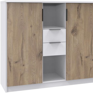 Wimex Highboard Norderney Kommode Sideboard 2-türig 2 Schubladen, B/T/H 122/40/105cm, mit Metallgriffe und Metallschienen