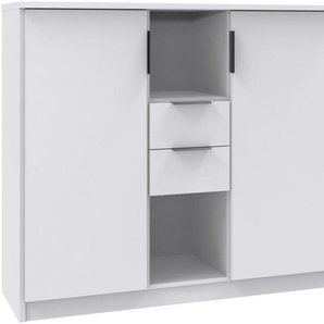 Wimex Highboard Norderney Kommode Sideboard 2-türig 2 Schubladen, B/T/H 122/40/105cm, mit Metallgriffe und Metallschienen