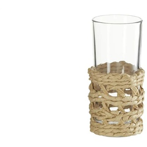 Windlicht | braun | Glas, Seegras | 13,5 cm | [6.0] |